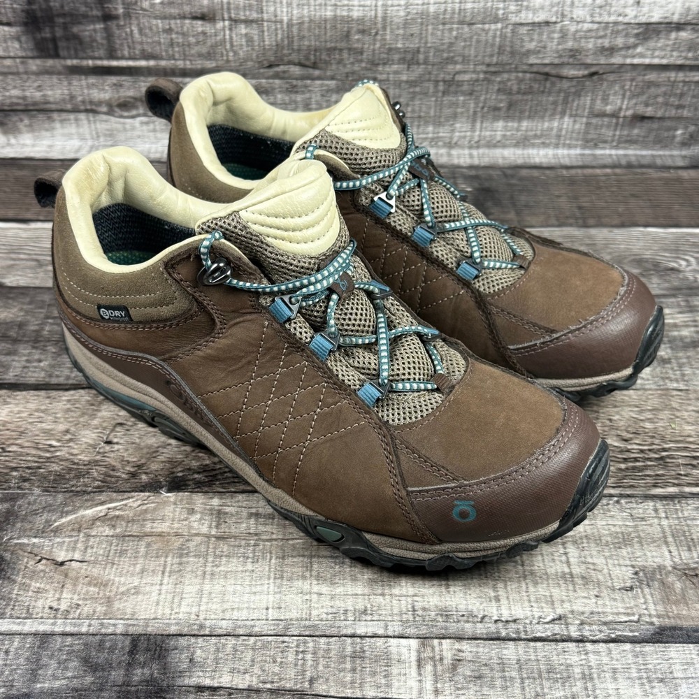 Oboz Sawtooth Low B-DRY Waterproof Hiking Shoes Brown Teal Womens 20602